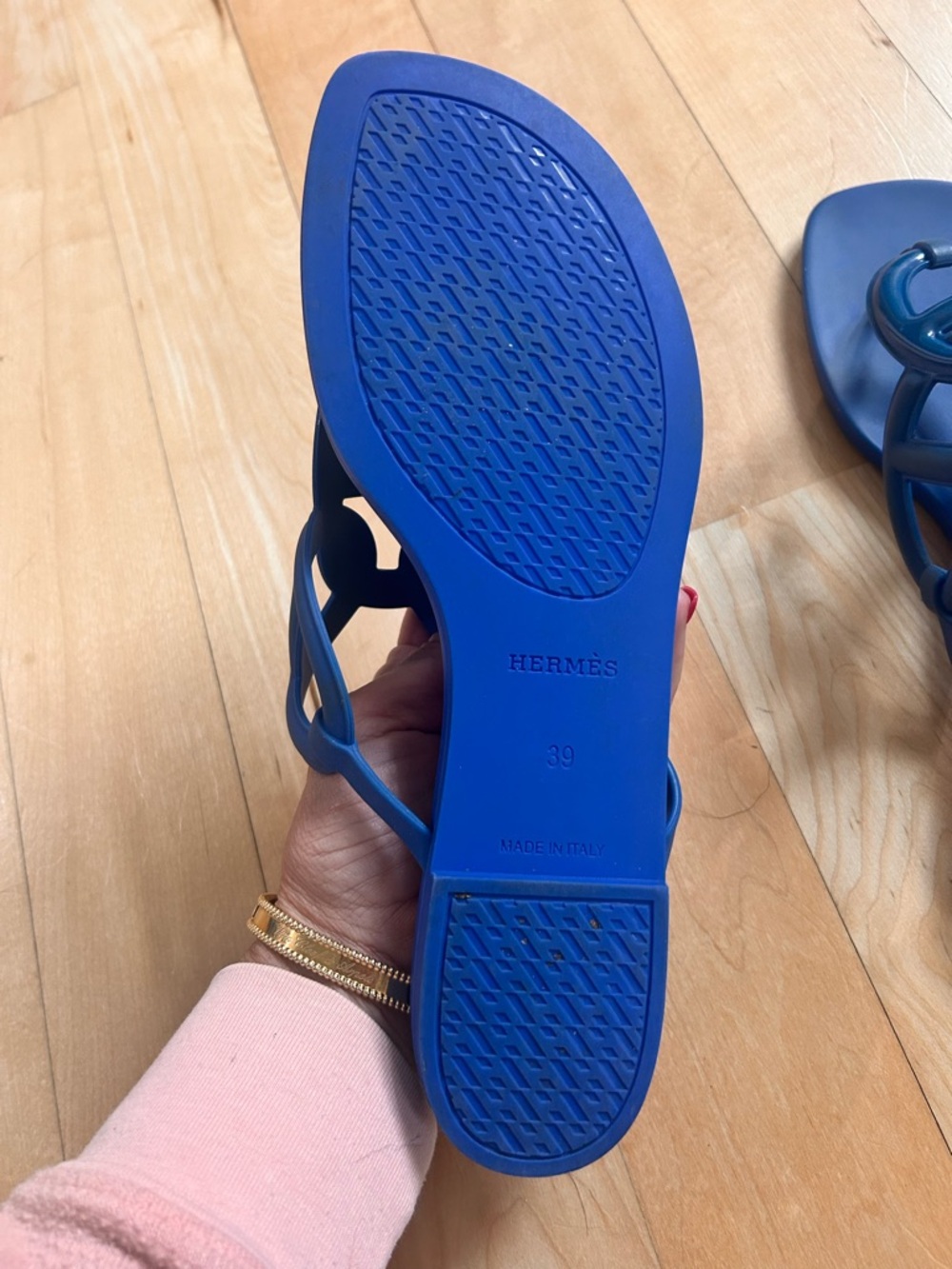 Hermes Blue Plage Jelly Sandals - Women's Slip-On Thong - Picture 3 of 5